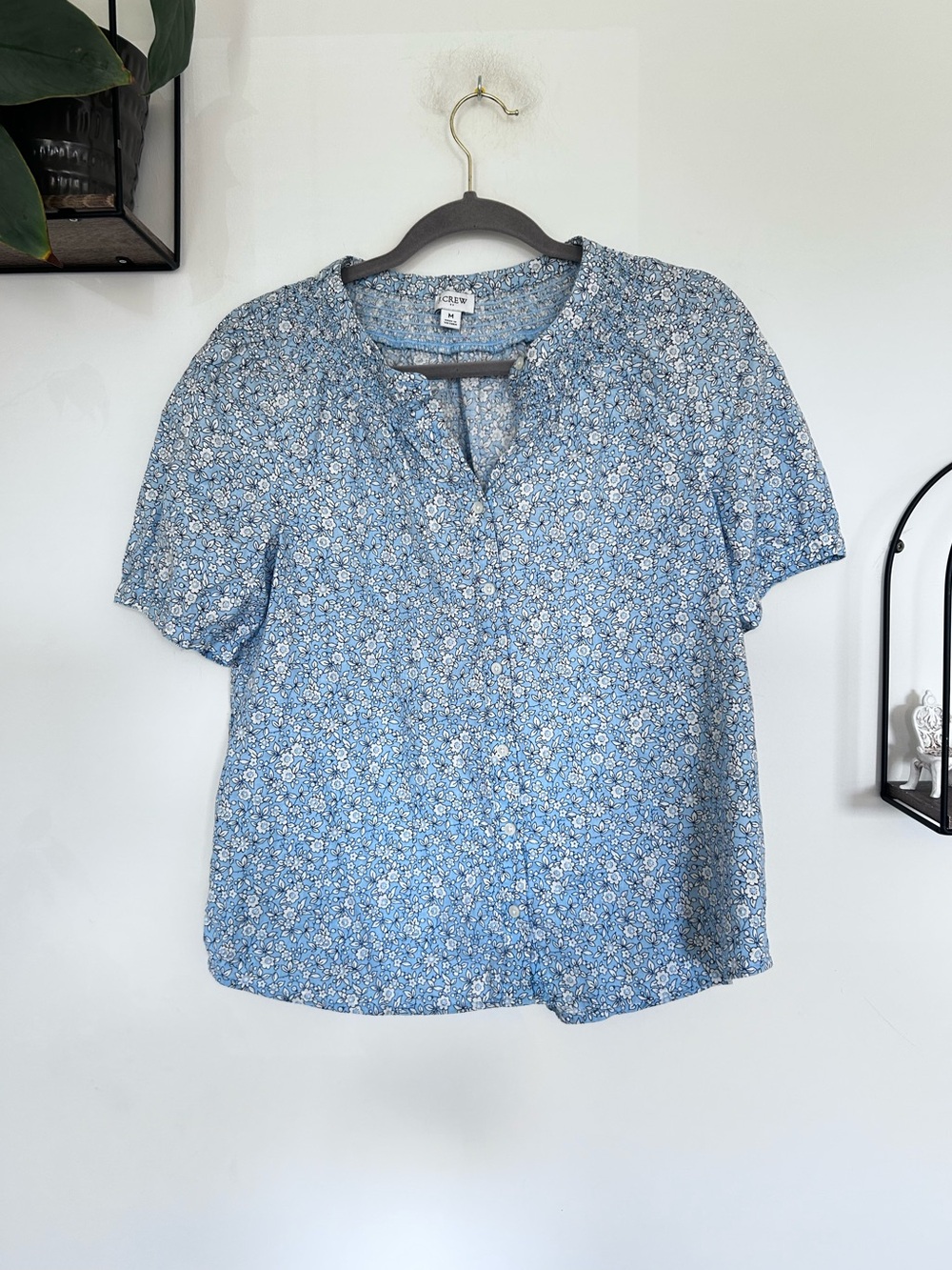 J.Crew Factory Linen Cotton Blend Short Sleeve Blouse Size Medium